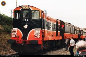 124 at 'somewhere in South Wexford' on the 121 Craven Farewell/Waterford 150 railtour, 2004