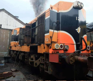 Smoke erupts from 124 after her first start up in preservation.