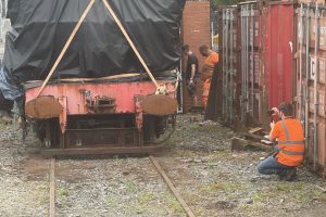 Morgan Young captures the moment the wheels touch Downpatrick rails.